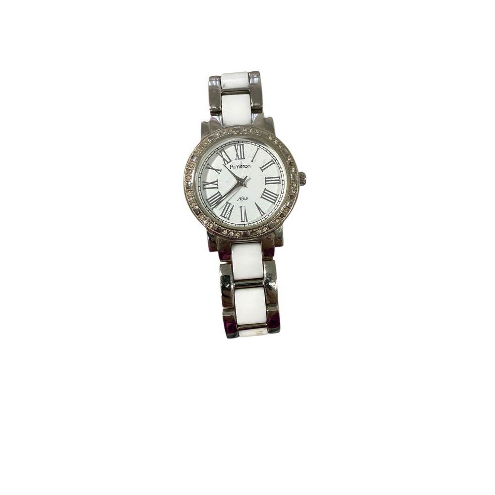 Armitron Now‎ Women's Ladies Gemstone Silver Analog Wristwatch Clasp Band